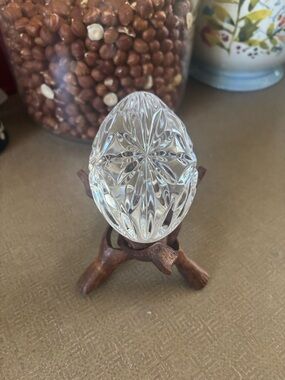 Waterford Crystal Egg on Wooden Stand - Stand not for sale